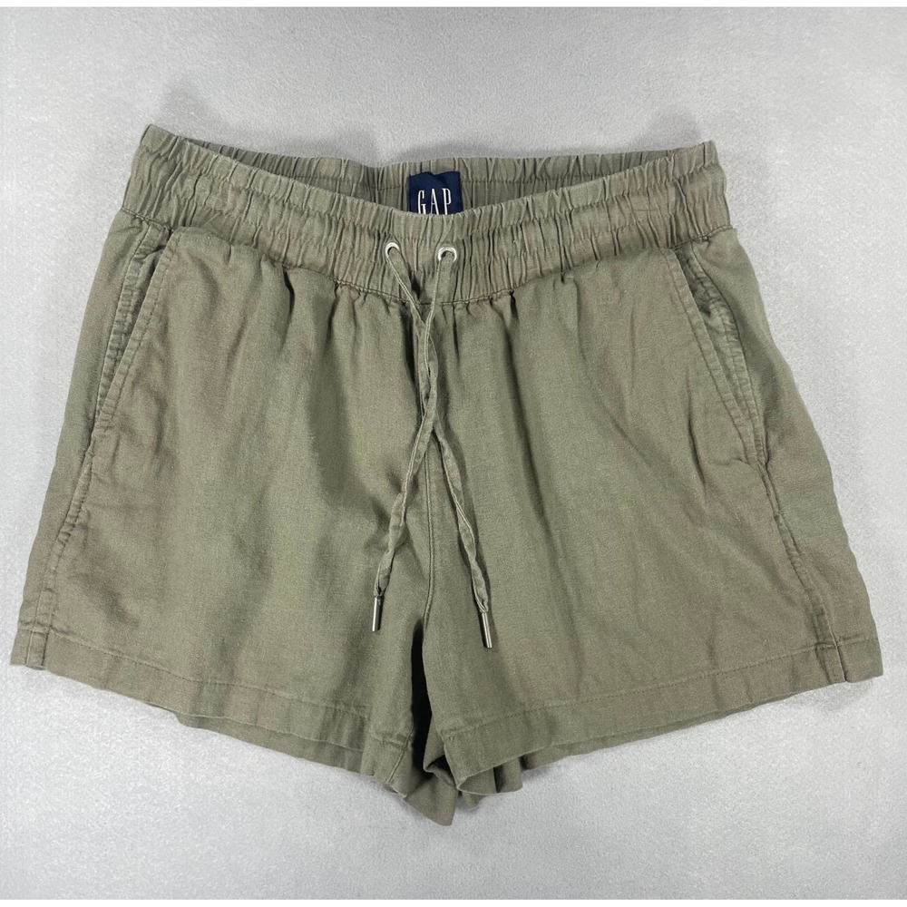 Gap Women's Olive Green Linen‎ Blend Pull On Drawstring Shorts Size S 508575